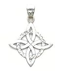 Charm - 14kt White Gold Solid Polished Diamond-cut Trinity Pendant