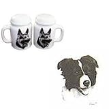 Border Collie Large Salt and Pepper Shakers, Porcelain by Rosalinde (4')