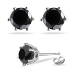 21AZDtuaiJL. SL160  3.50 Cts Round Black Diamond Stud Earrings in Platinum