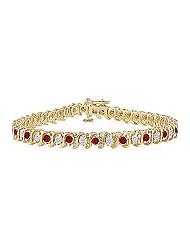 Ruby and Diamond Tennis Bracelet : 14K Yellow Gold - 5.00 CT TGW