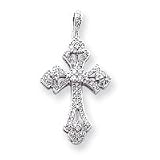 14k White Gold Diamond Cross Pendant