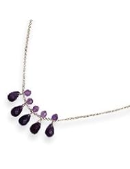 Sterling Silver Amethyst Necklace QH2118-16"