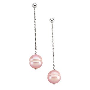 Genuine IceCarats Designer Jewelry Gift 14K White Gold Pink Freshwater Cultured Circl. Pair 09.00-11.00 Mm Pink Freshwater Cultured Circl In 14K White Gold