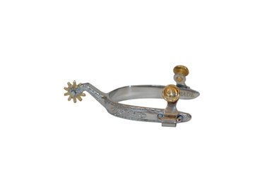 Engraved Rosebud Ladies Spurs, Steel
