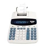Victor Technologies Products - 12-Digit Calculator, 2-Color Printing, 8"x11"x2-1/2" - Sold as 1 EA - Portable commercial series calculator features a large, 12-digit fluorescent display and two-color printing. Print 3.0 lines per second with large print on paper tape. Enter two cost/sell/margin variables and the third appears and prints. Functions include time/date display, two independent tax keys, item count, delta percent of change, four-key independent memory, nonadd/subtotal key, grand tota