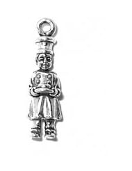 Sterling Silver 3D Baker Man Kitchen Charm Holding A Pie
