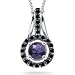 0.70 Ct Amethyst & 0.43 Cts Black Diamond Pendant in 14K White Gold