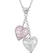 Silver Murano Glass Pink and Silver Heart Necklace