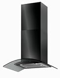 Baumatic 70cm Curved Glass Black Cooker Chimney Hood 700mm Telescopic Bt73bgl