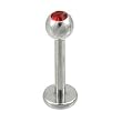 Surgical Steel Ball Labret with Red CZ Sold as a Pair