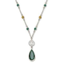 NBA Officially Licensed Boston Celtics Necklace - Green W/ Yellow Crystals & Team Logo