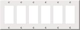 Leviton 80436-W Decora Wall Plate, 6-Gang, White