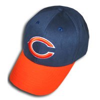 NFL Football Chicago Bears C Logo Baseball Hat, Blue with Orange Visor