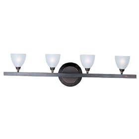 ET2 Lighting E30031-11 Fuse 4-Light Bath Vanity, Bronze with Matte White Glass