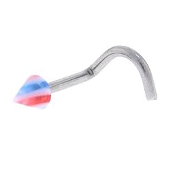 Blue Red Striped Cone Nose Ring