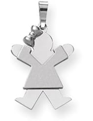 Genuine IceCarats Designer Jewelry Gift 14K White Gold Small Girl W/Bow On Left Engravable Charm