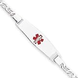 Sterling Silver Non-enameled Medical ID Anchor Link Bracelet