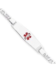 Sterling Silver Non-enameled Medical ID Anchor Link Bracelet