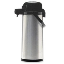 CoffeePro Products - Vacuum Insulated Airpot, w/ Handle, 2.2 Liter, Stainless Steel - Sold as 1 EA - Vacuum-insulated airpot stores and serves hot coffee for hours. Capacity is 2.2 Liter (75 oz.). Airpot features stainless steel construction, locking lid, pump action, carry handle and brew-through steam. Airpot is designed for use with Coffee Pro 2.2 Liter Stainless Steel Commercial Brewer and other airpot brewers.