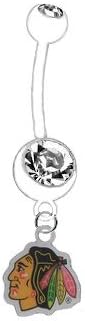Chicago Blackhawks PREMIUM White Titanium Anodized Sexy Belly Navel Ring