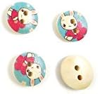 360 Pieces Wood Cartoon Sewing Fasteners Buttons Sew On Notions Supplies Q0345 Red Flower Rabbit Blue for Clothes Pack Backpacks Crafting in bulk assorted large