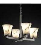 IMAGE OF Justice Design Group FAL-8829-20-NCKL Modular LumenAria 4 Light Single Tier Chandelier in Brushed Nickel with Faux Alabaster glass