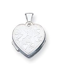 Sterling Silver Love Birds Heart Locket