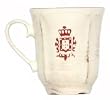 Ceramic Pottery Mug With Crimson Red Crest Design 4"H Set / 2