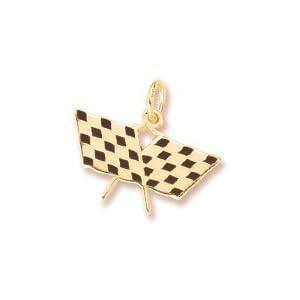 Racing Flag Charm, 10K Yellow Gold