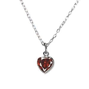 Image of Lavender Red Heart Necklace Cubic Zirconia and Sterling Silver Childrens and Teens
