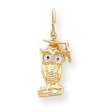 14k Grad. Owl Charm - Measures 20x9mm - JewelryWeb
