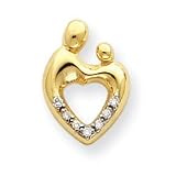 14k Heart Shaped .10ct. Diamond. Mother & Child Pendant