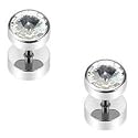 Body Accentz&trade; Earrings Rings 316L Surgical Steel Fake Plug with Press Fit 8mm Swarovski Crystal Flat Top 16g - Sold as a pair 16 gauge