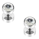 Body Accentz™ Earrings Rings 316L Surgical Steel Fake Plug with Press Fit 8mm Swarovski Crystal Flat Top 16g - Sold as a pair 16 gauge
