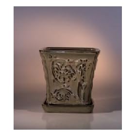 Bonsai Boy's Ceramic Bonsai Pot with Attached Tray - Cascade7.5"x7.5"