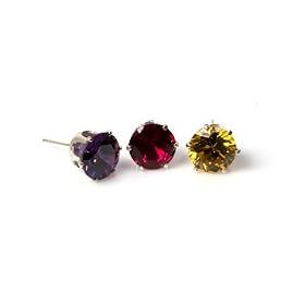 Click here to buy 2 MM ROUND CZ STUD STERLING SILVER EARRINGS (GARNET) - .925 by Toltec Trading Company.