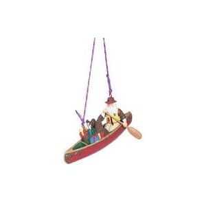 Canoeing Santa Christmas Ornament by