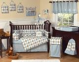 Brown and Blue Argyle Baby Bedding 9pc Crib Set