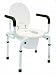 * Easy to use with pull-pin release mechanism that drops the padded support arms below seat level for easy, unobstructed lateral transfers. * Constructed of 1 diameter, white powder-coated steel frame tubing for superior weight support with slip-resistant rubber tips. * Includes plastic seat with chrome-plated hinged lid, 8 quart capacity pail with lid, and splash guard. * Width between arms: 16-1/2. * Seat height: adjusts from 19 to 23 in 1 increments. * Seat size: 14 x 15. * Width between legs: 15-1/2; depth between legs: 14-1/2. * Tool-free assembly. * Weight: 22 lbs. * Weight capacity 250 lbs.