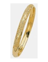 6mm Lazer Hollow Gold Bangle Bracelet