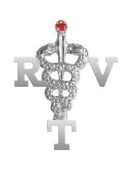 NursingPin - Registered Vet Tech RVT Graduation Pin with Ruby in Silver