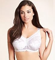 Total Support Non-Wired Jacquard Floral Lace D-E Bra