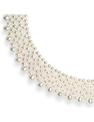 Sterling Silver 3-6mm Freshwater Cultured White Pearl Bib Necklace - QH1863-17"