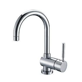 Single Handle Centerset Bar Sink Faucet with Gooseneck Swivel Spout , Chrome