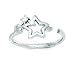 14k White Gold CZ Top Adjustable Star Body Jewelry title=