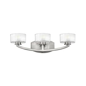 Hinkley Meridian 5593BN Large Glass 3 Light 180 watt (6"H x 21"W) Vanity Lighting in Satin Nickel
