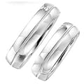 set of 2 his and her white gold wedding band set rings