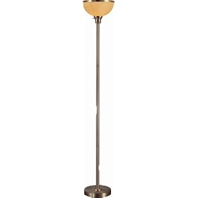 Antique Brass Torchiere with Alabastor Shade (Not CA Compliant)