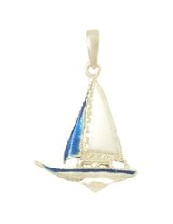 3d Sterling Silver Charm Sailboat Blue & White Enamel