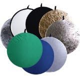 CowboyStudio 8-In-1 43-Inch Round Collapsible Disc Reflector, with Translucent, White, Black, Blue, Green, Gold, and Silver